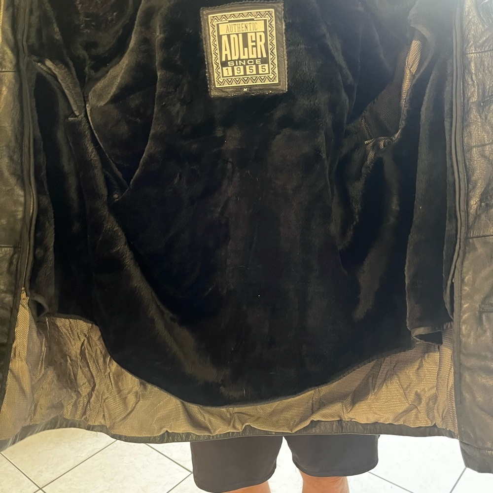 🖤 Authentic Adler Leather Jacket Mens Medium Black Vintage Button Front Coat - Picture 7 of 9
